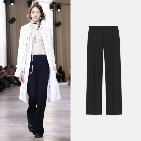 Grail Y2K Runway Item! Ann Demeulemeester Black Wool Pants w Calf Buckle Detail - Picture 1 of 9